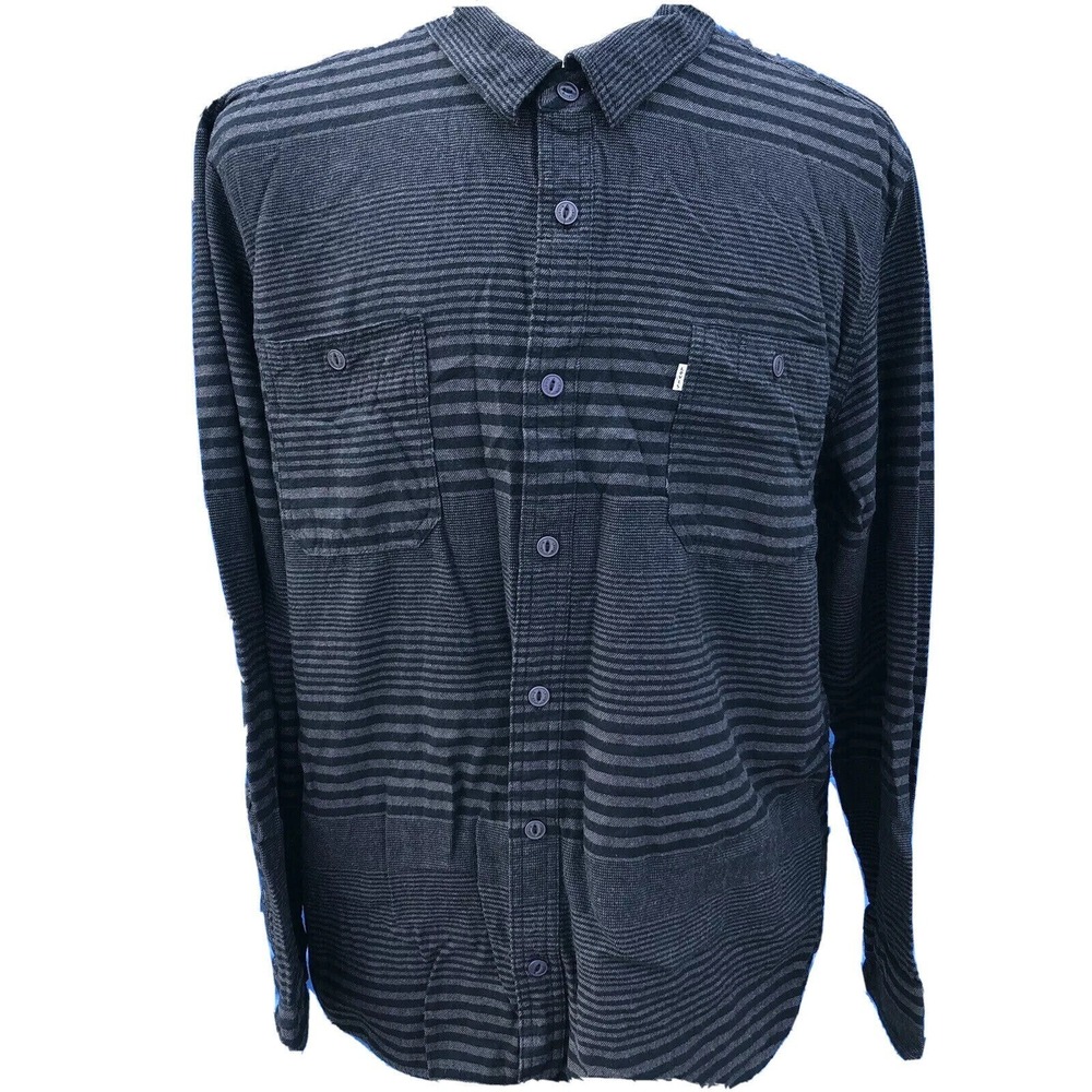 Levi's White Tab Men's Button Up Flannel Shirt‎ Size XXL Black & Gray Striped